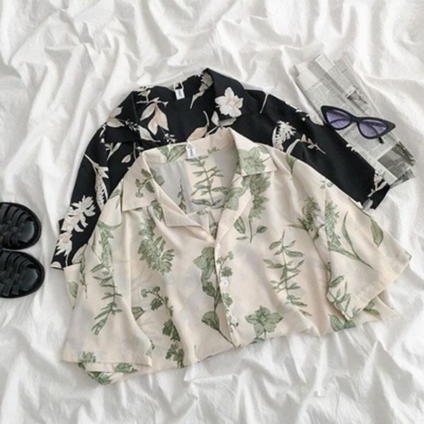 women's blouses & shirts women vintage floral short sleeve chiffon notched elegant see through beach streetwear chic female shirt, White
women's blouses & shirts women vintage floral short sleeve chiffon notched elegant see through beach streetwear chic female shirt, White