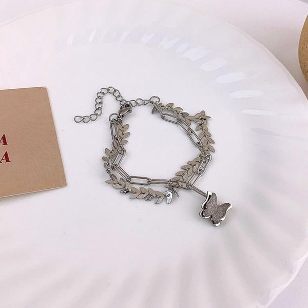 link, chain colorful l titanium steel double butterfly bracelet fashion women wedding engagement jewelry, Black
link, chain colorful l titanium steel double butterfly bracelet fashion women wedding engagement jewelry, Black