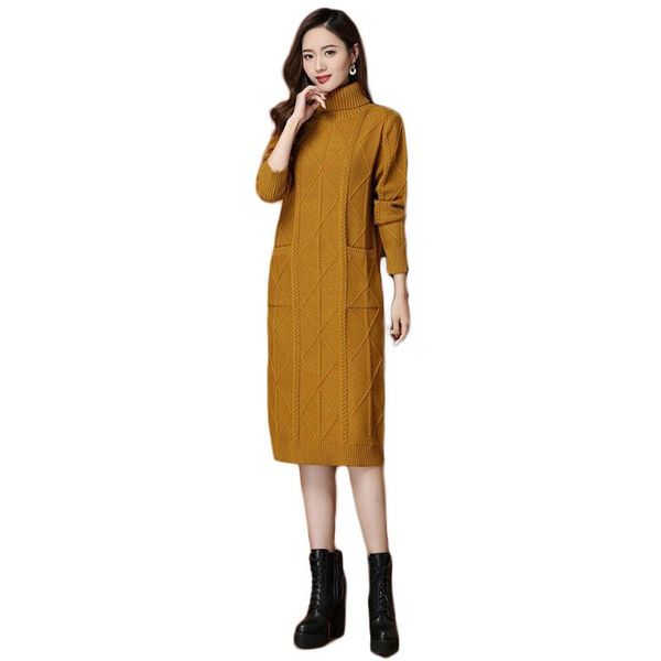 sweater dress women 2021 autumn winter korean fashion yellow loose thick turtleneck knee-length knitted bottoming dresses ld1468 casual, Black;gray
sweater dress women 2021 autumn winter korean fashion yellow loose thick turtleneck knee-length knitted bottoming dresses ld1468 casual, Black;gray