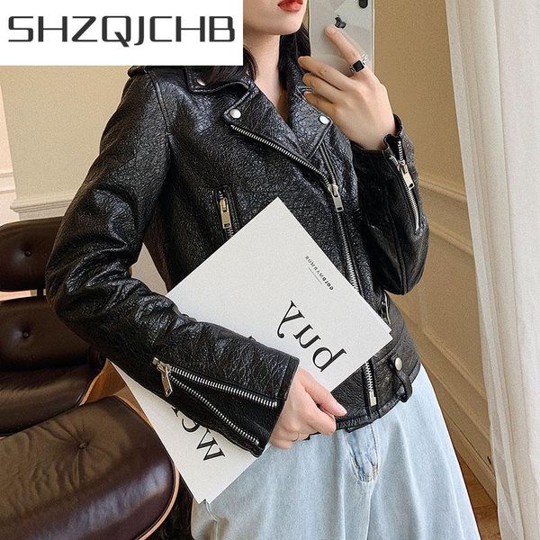 women's leather & faux shzq natural sheepskin coat female autumn spring coats korean streetwear genuine jacket women real 5899, Black
women's leather & faux shzq natural sheepskin coat female autumn spring coats korean streetwear genuine jacket women real 5899, Black