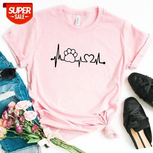 heartbeat lifeline cat and dog paw print printed round neck short sleeve t-shirt bottoming shirt #dy2b, White
heartbeat lifeline cat and dog paw print printed round neck short sleeve t-shirt bottoming shirt #dy2b, White