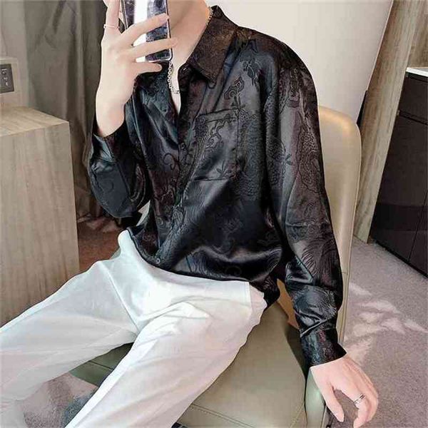 luxury immitate silk dragon print shirt male punk gothic dress s japan style men vintage designer long sleeve loose 210626, White;black
luxury immitate silk dragon print shirt male punk gothic dress s japan style men vintage designer long sleeve loose 210626, White;black
