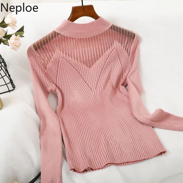neploe half turtleneck knitwear pullovers gauze patchwork fashion knitted sweaters women solid color sueter femme roupas 210422, White;black
neploe half turtleneck knitwear pullovers gauze patchwork fashion knitted sweaters women solid color sueter femme roupas 210422, White;black