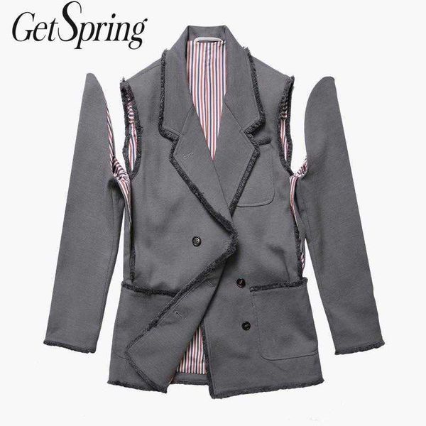 getspring women blazer double breasted suit coat long sleeves split s jackets irregular autumn 210601, White;black
getspring women blazer double breasted suit coat long sleeves split s jackets irregular autumn 210601, White;black