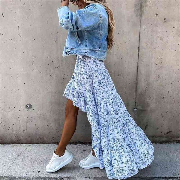 floral print irregular long high womens skirts elastic waist casual style beach ladies skirt summer spring fashion bottoms, Black
floral print irregular long high womens skirts elastic waist casual style beach ladies skirt summer spring fashion bottoms, Black