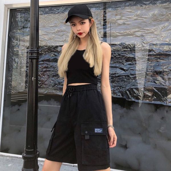 women's pants & capris harajuku black cargo women loose pocket lace up knee length womens summer hip hop fashion streetwear bottom, Black;white
women's pants & capris harajuku black cargo women loose pocket lace up knee length womens summer hip hop fashion streetwear bottom, Black;white