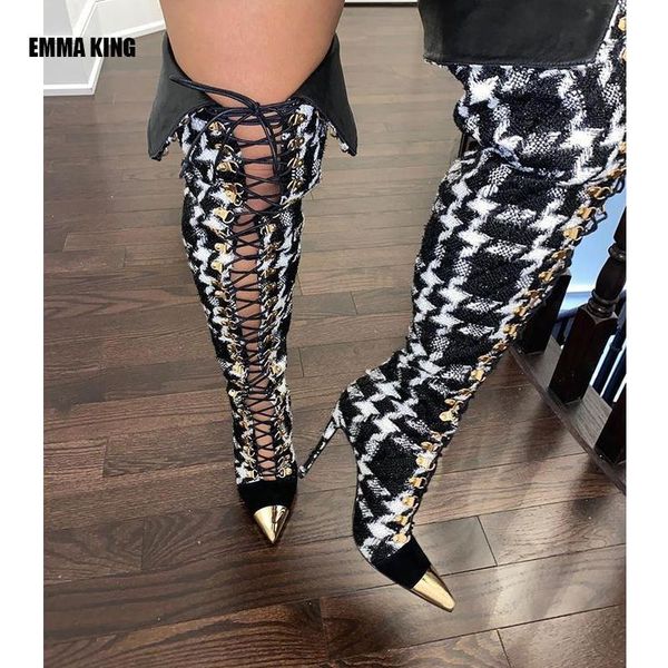 boots women fashion striped grid autumn cross-tied thigh high over the knee heel shoes 2021, Black
boots women fashion striped grid autumn cross-tied thigh high over the knee heel shoes 2021, Black