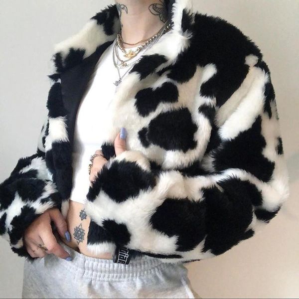women's fur & faux girls cow pattern mink jacket winter turn down collar bomber coat leopard furry cardigan streetwear eco-friendly, Black
women's fur & faux girls cow pattern mink jacket winter turn down collar bomber coat leopard furry cardigan streetwear eco-friendly, Black