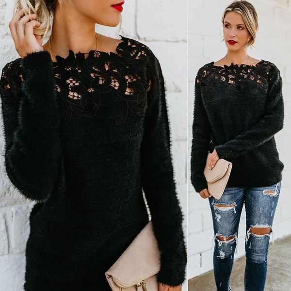 fashion women's loose knitted pullover jumper sweater o neck long sleeve knitwear lace floral collar winter streetwear sweaters, White;black
fashion women's loose knitted pullover jumper sweater o neck long sleeve knitwear lace floral collar winter streetwear sweaters, White;black