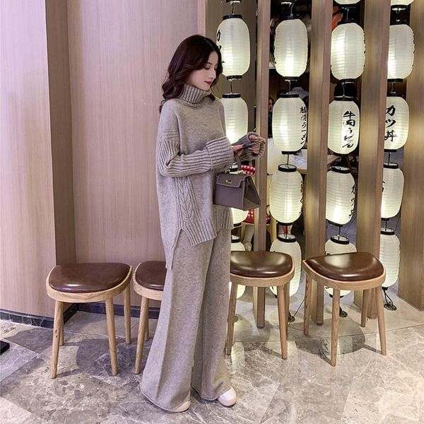 women's two piece pants knitted suit 2021 fall winter fashion loose knit lapel sweater set woman clothes matching sets trouser, White
women's two piece pants knitted suit 2021 fall winter fashion loose knit lapel sweater set woman clothes matching sets trouser, White