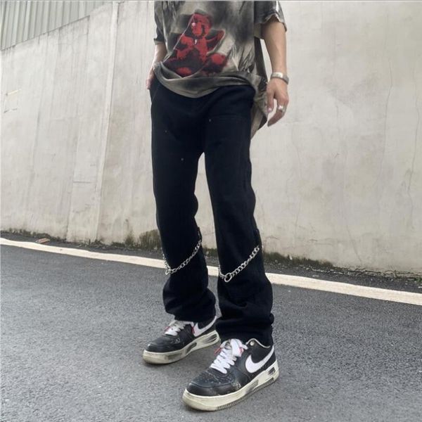 men's jeans 2021 high street chain straight hip hop casual cargo flared pants man fashion loose denim trousers w243, Blue
men's jeans 2021 high street chain straight hip hop casual cargo flared pants man fashion loose denim trousers w243, Blue