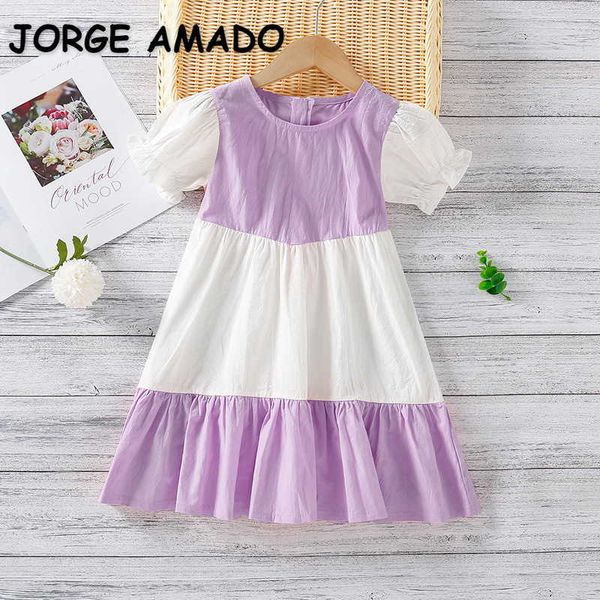 summer kids girls dress patchwork short puff sleeves girl casual style dresses children clothes e632 210610, Red;yellow
summer kids girls dress patchwork short puff sleeves girl casual style dresses children clothes e632 210610, Red;yellow