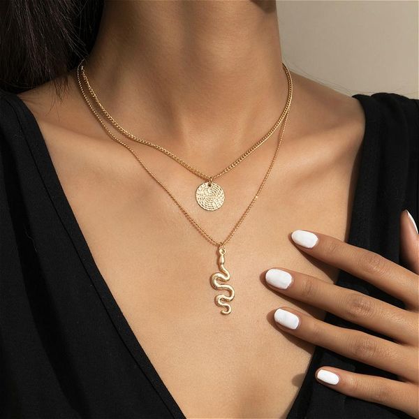 chains vintage snake pendant necklace for women simple gold color choker chain multilayerd fashion jewelry, Silver
chains vintage snake pendant necklace for women simple gold color choker chain multilayerd fashion jewelry, Silver