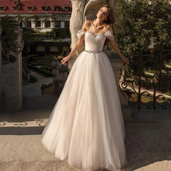 other wedding dresses ivory pleats tulle beading modern sweetheart off shoulder straps bride gowns floor length princess plus size, White
other wedding dresses ivory pleats tulle beading modern sweetheart off shoulder straps bride gowns floor length princess plus size, White