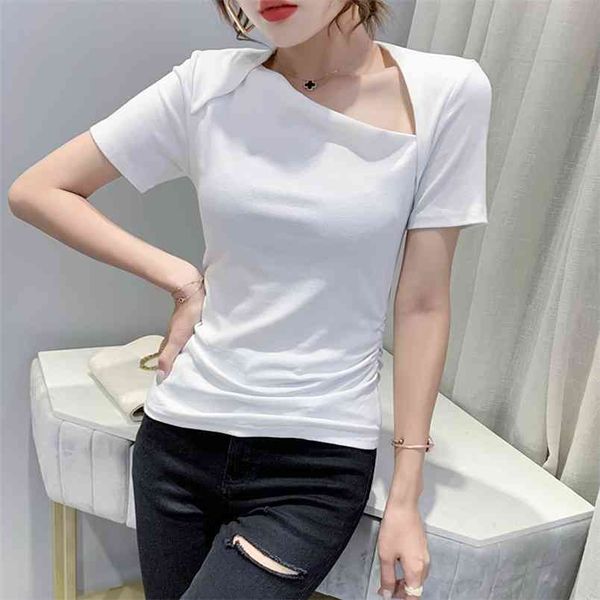summer the solid color t shirt women short sleeve slim tshirt woman t shirts large size womens clothing 210507, White
summer the solid color t shirt women short sleeve slim tshirt woman t shirts large size womens clothing 210507, White
