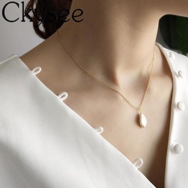 ckysee s real 925 sterling silver baroque shaped pearl pendant gold necklace for fashion women minimalist fine charms jewelry chains
ckysee s real 925 sterling silver baroque shaped pearl pendant gold necklace for fashion women minimalist fine charms jewelry chains