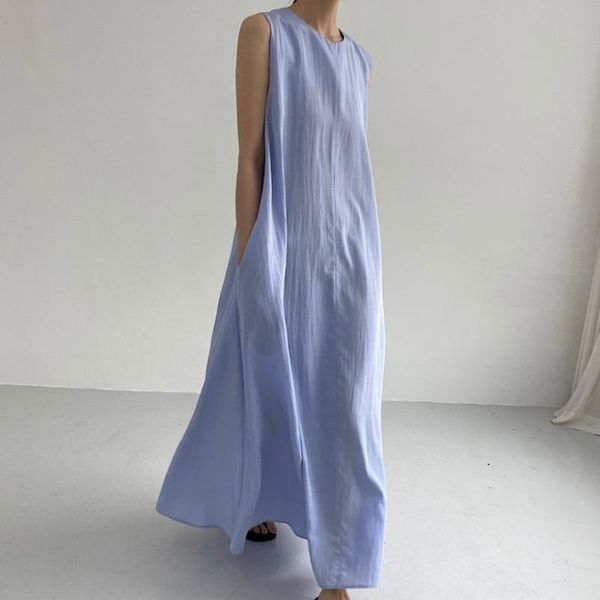 casual dresses korobov korean summer women dress vintage elegant o neck sleeveless solid female 2021 fashion a-line vestidos femme, Black;gray 
casual dresses korobov korean summer women dress vintage elegant o neck sleeveless solid female 2021 fashion a-line vestidos femme, Black;gray