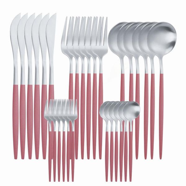 dinnerware sets stainless steel cutlery set silverware tableware 30pcs pink silver forks spoons knifes matte kitchen dinner
dinnerware sets stainless steel cutlery set silverware tableware 30pcs pink silver forks spoons knifes matte kitchen dinner