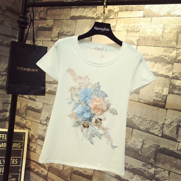 t shirt summer tshirt women korean fashion embroidery flower short-sleeved t-shirt woman 's tees all-match white
t shirt summer tshirt women korean fashion embroidery flower short-sleeved t-shirt woman 's tees all-match white