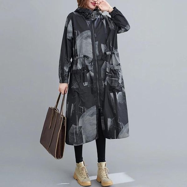 women's trench coats autumn plus size jacket coat women clothing hooded vintage print lady outerwear loose pocket long sleeve zipper ca, Tan;black
women's trench coats autumn plus size jacket coat women clothing hooded vintage print lady outerwear loose pocket long sleeve zipper ca, Tan;black