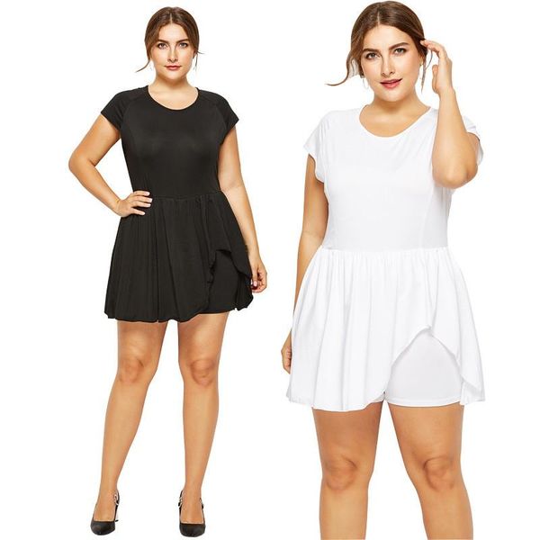 summer large size women's high stretch jumpsuit shorts solid color round neck fat short sleeve casual fashion 4xl jumpsuits & rompers, Black;white
summer large size women's high stretch jumpsuit shorts solid color round neck fat short sleeve casual fashion 4xl jumpsuits & rompers, Black;white