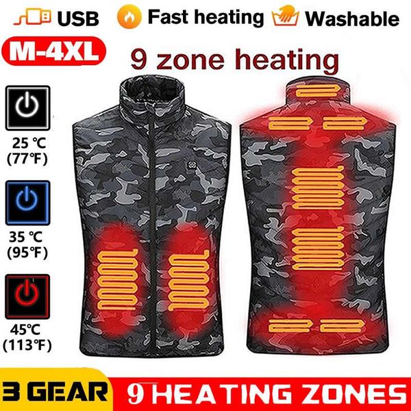 men's vests 9 areas heated vest warm jacket usb charging camouflage electrical heating winter outdoor fishing hunting waistcoat hiking, Black;white
men's vests 9 areas heated vest warm jacket usb charging camouflage electrical heating winter outdoor fishing hunting waistcoat hiking, Black;white