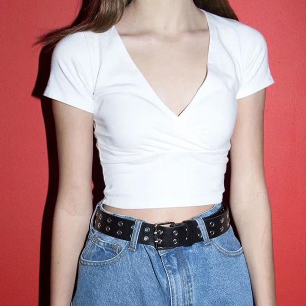 women's t-shirt women crop brandy t shirt short sleeve v neck mandy wholesale, White
women's t-shirt women crop brandy t shirt short sleeve v neck mandy wholesale, White