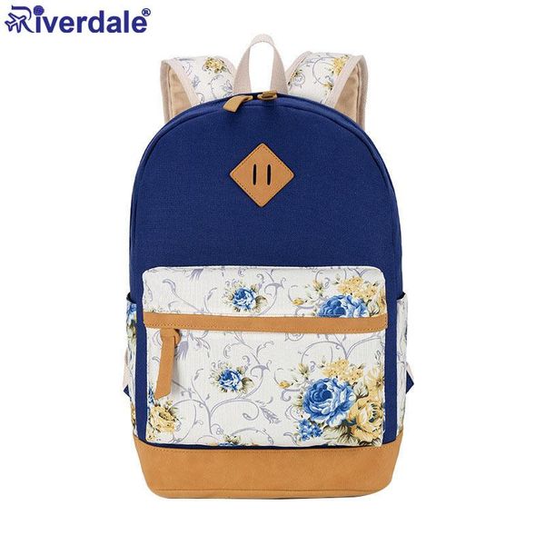 

riverdale canvas women school bag backpacks for girls mochila escolar flower printing computer lapbackpack rucksack