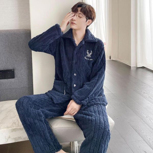 men's sleepwear oversize 3xl pajamas set male 2pcs shirt&pants flannel lounge wear soft nightwear pyjamas coral fleece lingerie, Black;brown
men's sleepwear oversize 3xl pajamas set male 2pcs shirt&pants flannel lounge wear soft nightwear pyjamas coral fleece lingerie, Black;brown