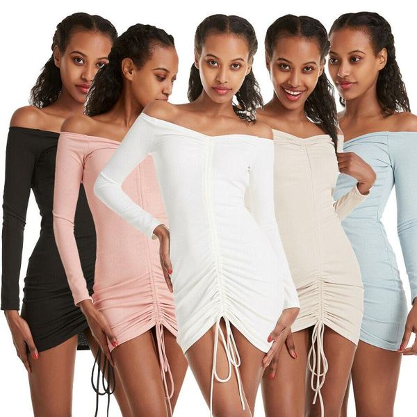 casual dresses women bodycon off should evening party club dress short mini bandage draped design slash neck long sleeve, Black;gray
casual dresses women bodycon off should evening party club dress short mini bandage draped design slash neck long sleeve, Black;gray