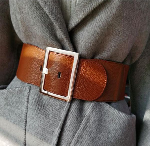 belts women's runway fashion genuine leather elastic cummerbunds female dress corsets waistband decoration wide belt r1585, Black;brown
belts women's runway fashion genuine leather elastic cummerbunds female dress corsets waistband decoration wide belt r1585, Black;brown