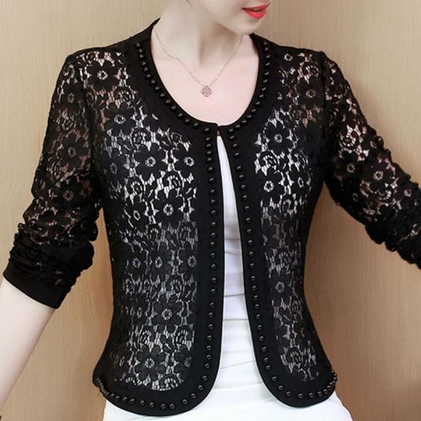 women jacket long sleeve black hollow lace fashion women's jackets 2021 coats and clothing b239, Black;brown
women jacket long sleeve black hollow lace fashion women's jackets 2021 coats and clothing b239, Black;brown