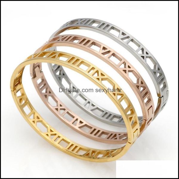 charm jewelryfashion sier stainless steel shackle roman jewelry rose gold bangles bracelets for women love bracelet drop delivery 2021 xep1r, Golden;silver
charm jewelryfashion sier stainless steel shackle roman jewelry rose gold bangles bracelets for women love bracelet drop delivery 2021 xep1r, Golden;silver