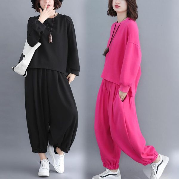 fashion plus size sweatshirt set women spring autumn clothing loose bat sleeve casual wide leg pants female two piece suit z032 women's, White
fashion plus size sweatshirt set women spring autumn clothing loose bat sleeve casual wide leg pants female two piece suit z032 women's, White