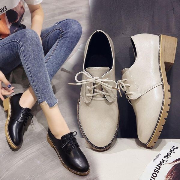 spring retro british lace round toe leather shoes mid-heel student single thick heels large size women's boots, Black
spring retro british lace round toe leather shoes mid-heel student single thick heels large size women's boots, Black
