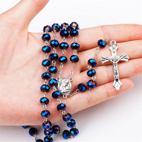 pendant necklaces high grade hematite stone rosary beads necklace with jesus cross long blue glass crystal charms prayer catholic jewelry, Silver
pendant necklaces high grade hematite stone rosary beads necklace with jesus cross long blue glass crystal charms prayer catholic jewelry, Silver
