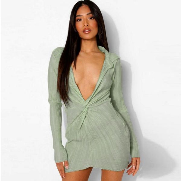 party dresses women vintage front cross slim dresss long sleeve deep v neck green color sheath mini dress 2021 autumn fashion, White;black
party dresses women vintage front cross slim dresss long sleeve deep v neck green color sheath mini dress 2021 autumn fashion, White;black