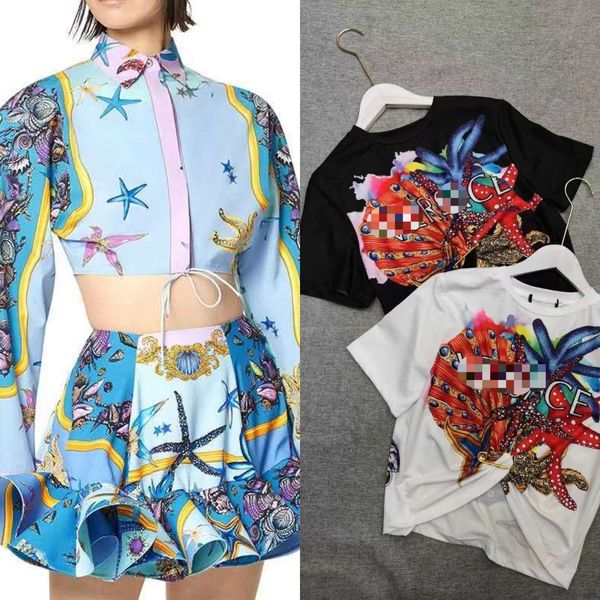 baroque style starfish printed + high waist skirt two piece dress(and t-shirt), White
baroque style starfish printed + high waist skirt two piece dress(and t-shirt), White