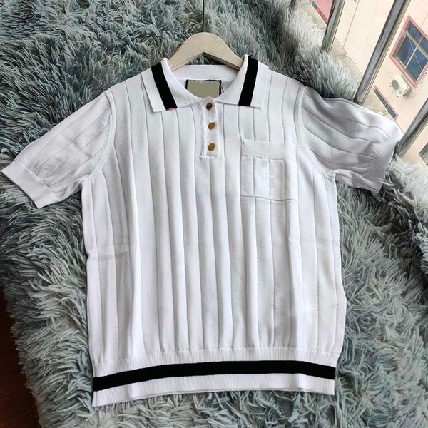 summer fashion womens knits lapel white cropped simple and elegant ladies clothes black striped collar
summer fashion womens knits lapel white cropped simple and elegant ladies clothes black striped collar