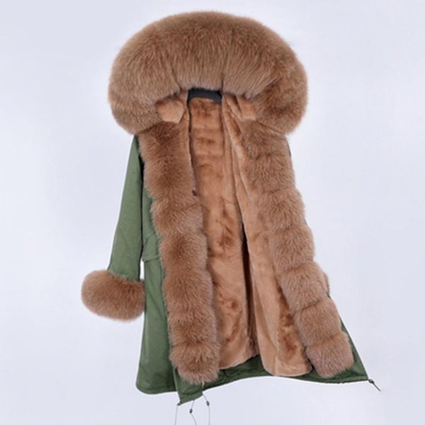 women's fur & faux army green big collar winter coat fashion natural wool lining hooded long parka jacket, Black
women's fur & faux army green big collar winter coat fashion natural wool lining hooded long parka jacket, Black
