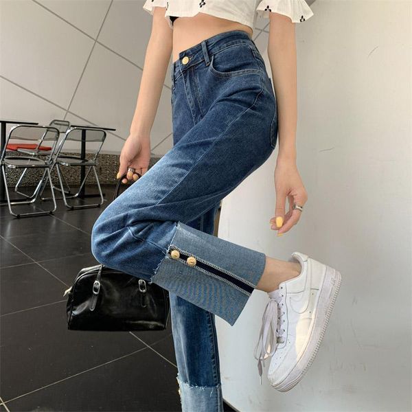 women's jeans korean style vintage straight rolled high waist blue buttons all-match casual spring trend women slim street denim pants
women's jeans korean style vintage straight rolled high waist blue buttons all-match casual spring trend women slim street denim pants