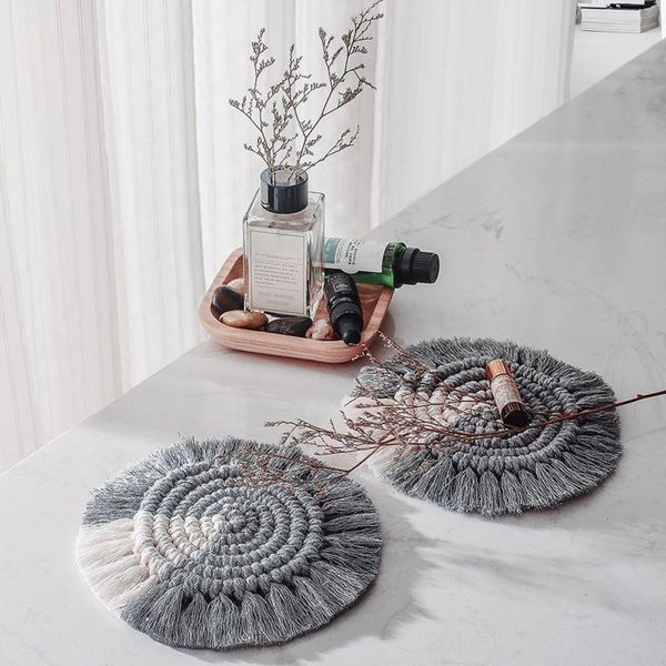 table decor cup mat bohemian style heat insulation meal hand woven cotton rope water absorbent non slip mats & pads
table decor cup mat bohemian style heat insulation meal hand woven cotton rope water absorbent non slip mats & pads