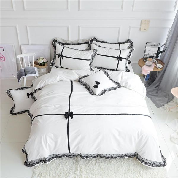 bedding sets luxury 100% cotton set king size 4pcs white/black wedding bed duvet cover lace bedsheet bow gift korean
bedding sets luxury 100% cotton set king size 4pcs white/black wedding bed duvet cover lace bedsheet bow gift korean