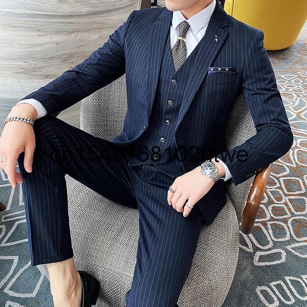 korean men's suit fashion stripe three piece wedding dress young suits & blazers, White;black
korean men's suit fashion stripe three piece wedding dress young suits & blazers, White;black