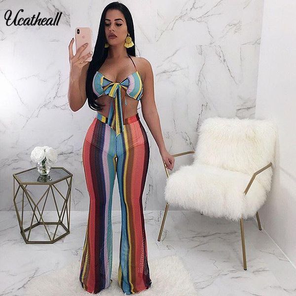 women striped print two piece sets bow tie crop and patchwork pants casual ladies sleveless matching outfits vintage women's, White
women striped print two piece sets bow tie crop and patchwork pants casual ladies sleveless matching outfits vintage women's, White
