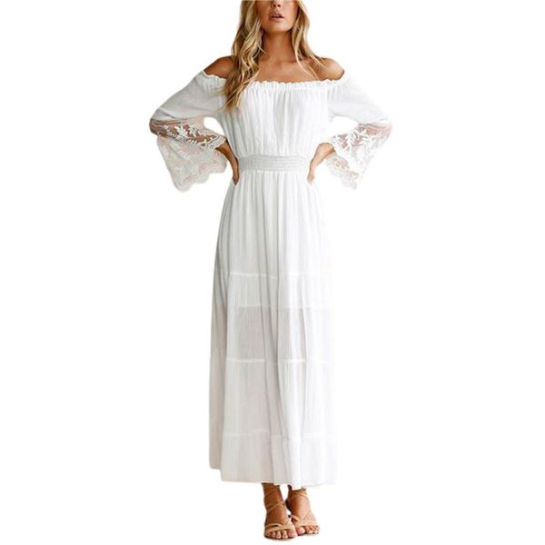 casual dresses women's off shoulder maxi dress, transparent mesh patchwork lace sleeve high waist flared dress, Black;gray
casual dresses women's off shoulder maxi dress, transparent mesh patchwork lace sleeve high waist flared dress, Black;gray