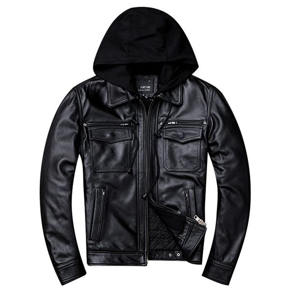 men's leather & faux autumn/winter genuine layer cowhide and cotton thick hooded jacket slim-fit motorcycle coat 3xl, Black
men's leather & faux autumn/winter genuine layer cowhide and cotton thick hooded jacket slim-fit motorcycle coat 3xl, Black