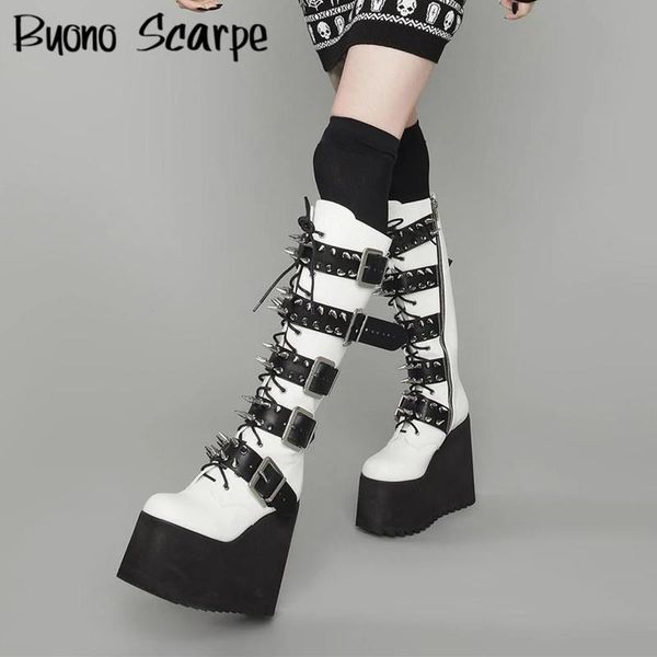boots rivets gothic punk thick platform wedges high heels knee bottom buckle metal decoration botas women, Black
boots rivets gothic punk thick platform wedges high heels knee bottom buckle metal decoration botas women, Black