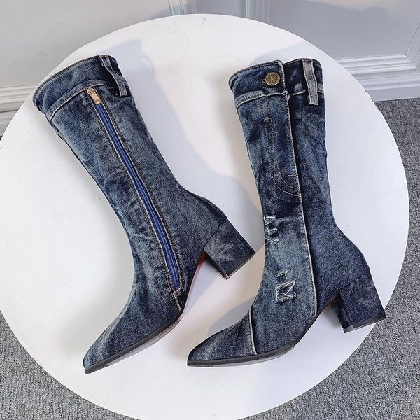 jean boots women's mid calf boot zipper high heel woman stylish jeans ladies denim female shoes cowboy, Black
jean boots women's mid calf boot zipper high heel woman stylish jeans ladies denim female shoes cowboy, Black