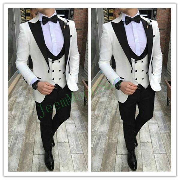 men's suits & blazers white groom tuxedos mens wedding black peaked lapel man blazer 3 piece slim fit male jacket trousers double breas, White;black
men's suits & blazers white groom tuxedos mens wedding black peaked lapel man blazer 3 piece slim fit male jacket trousers double breas, White;black